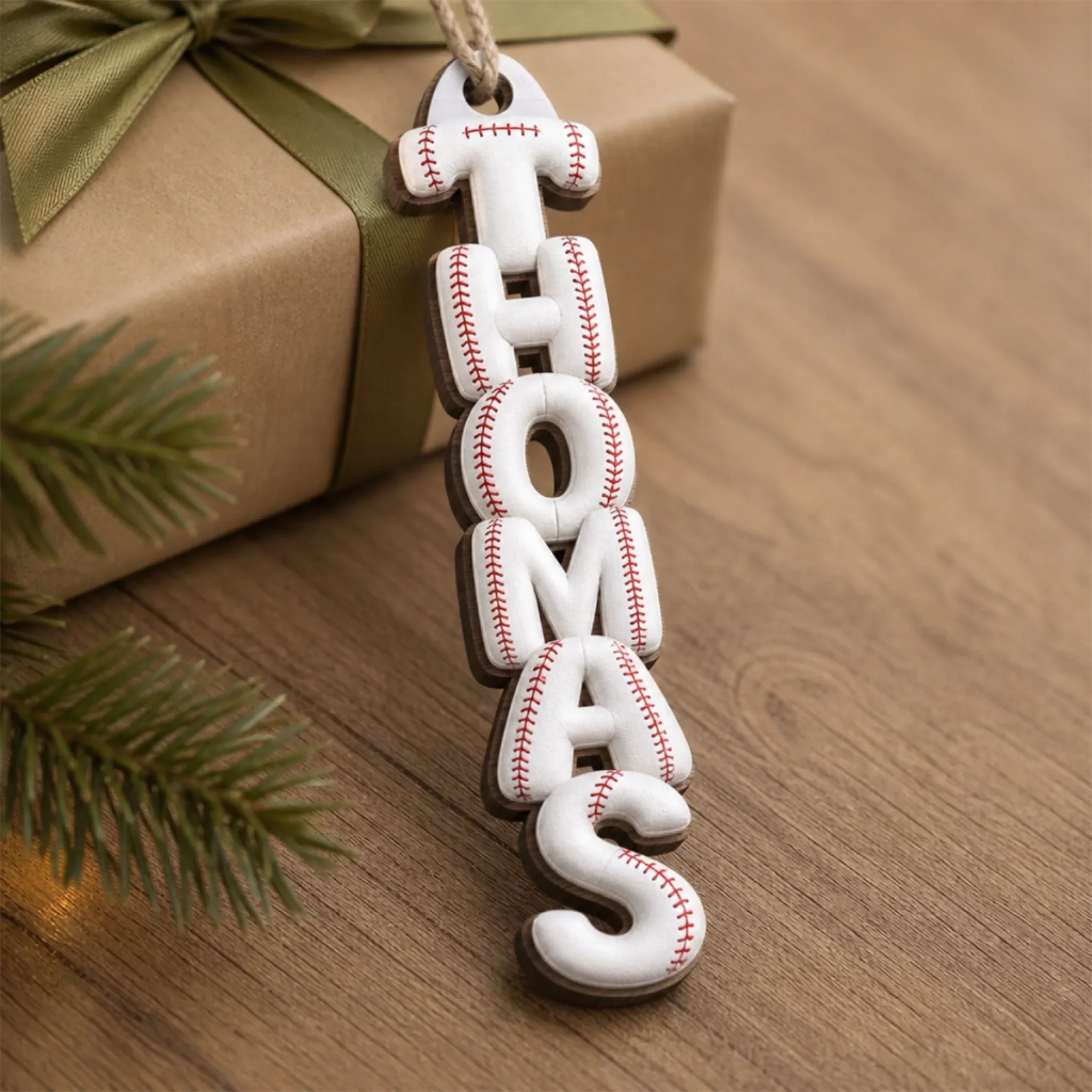 Custom Gingerbread Letter Family custom shaped wood ornament, alternate view 4