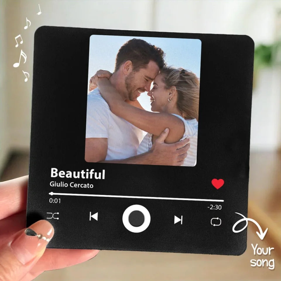 Custom Photo Better Together - Couple Personalized Music Fridge Magnet - Anniversary & Valentine's Gift for Her/Him, Husband/Wife, Couples