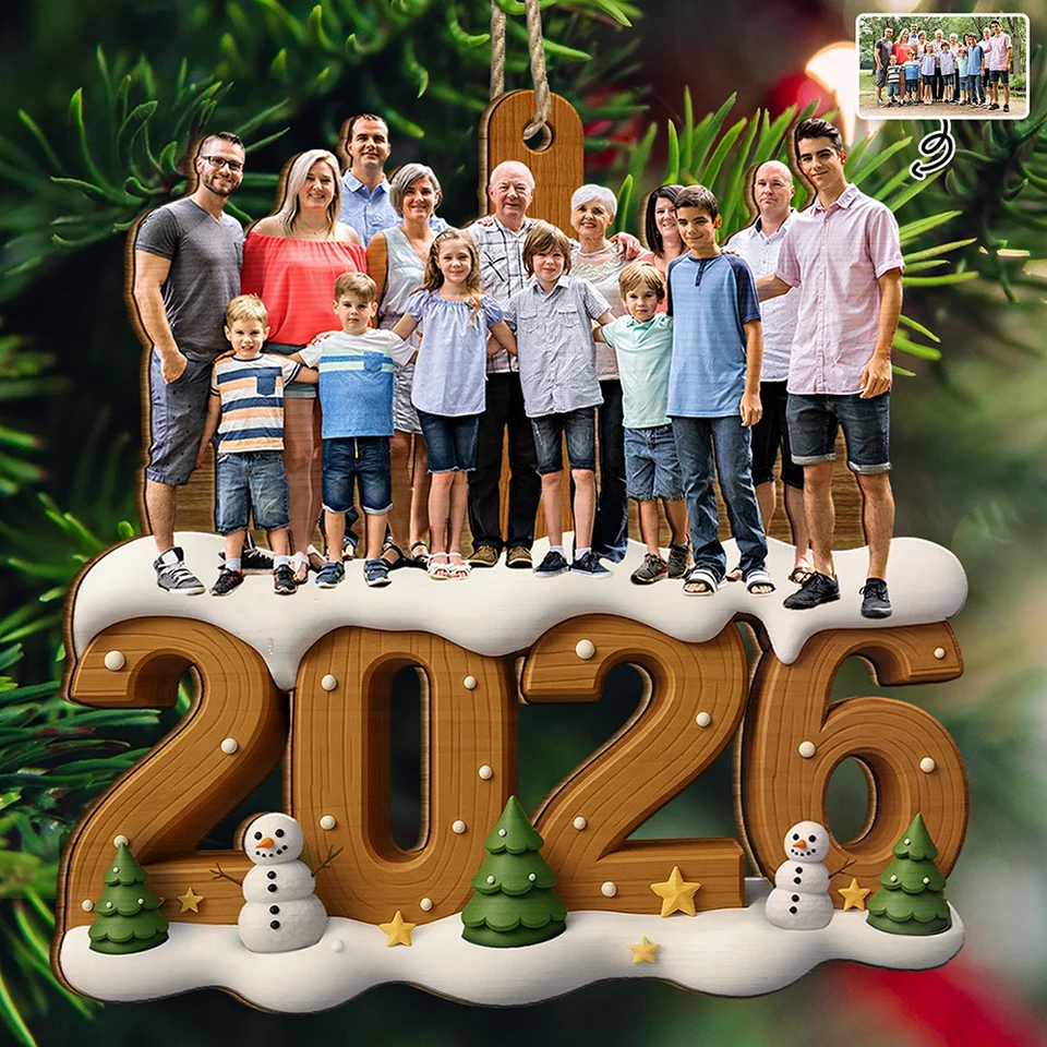 Custom Photo Christmas Family - Personalized Wood Ornament - Christmas Gifts For Mom, Dad, Brother, Sister
