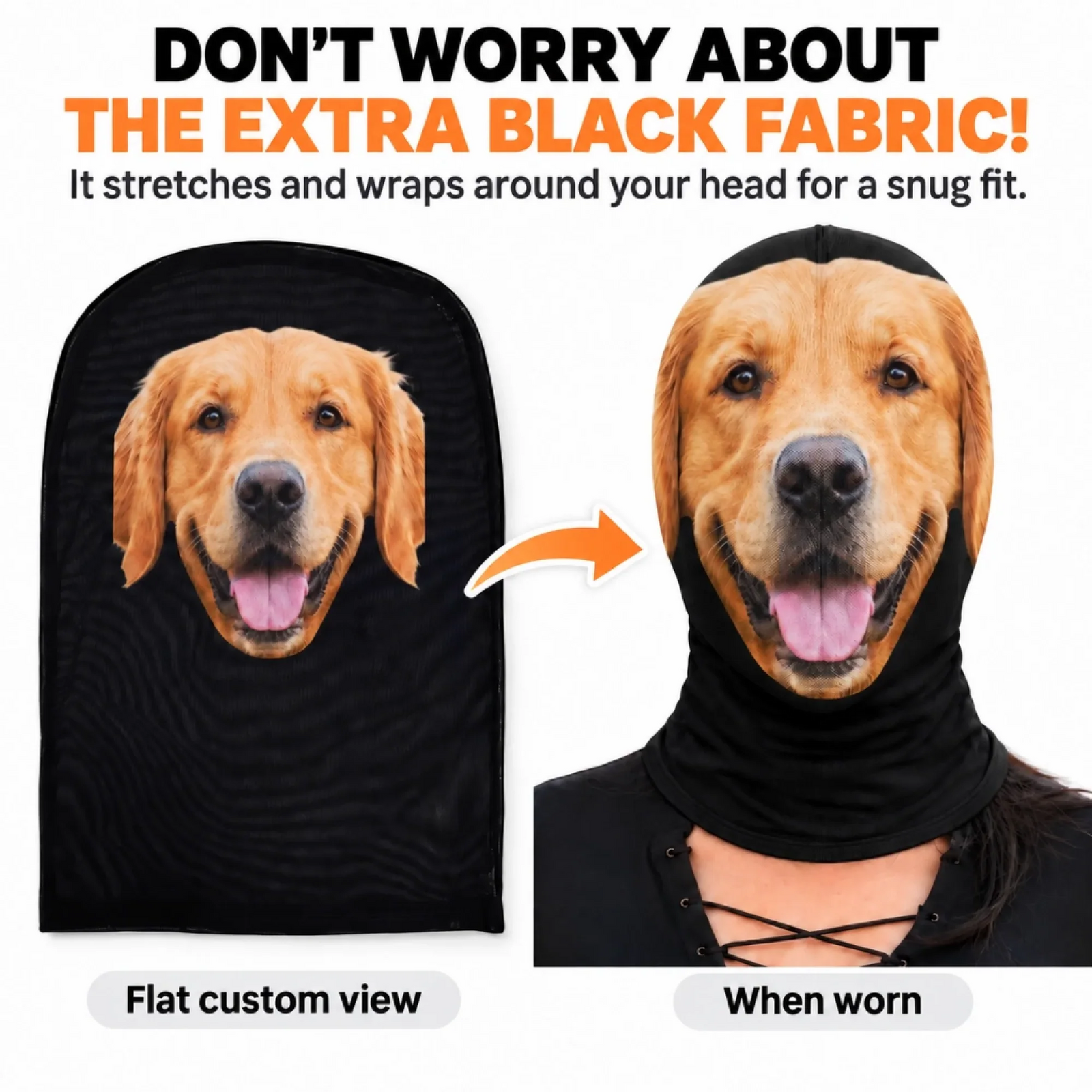 Custom Photo Dog/Cat Face Halloween Costume - Personalized Balaclava Mask - Gift for Dog Lovers, Cat Lovers, Pet Lovers
