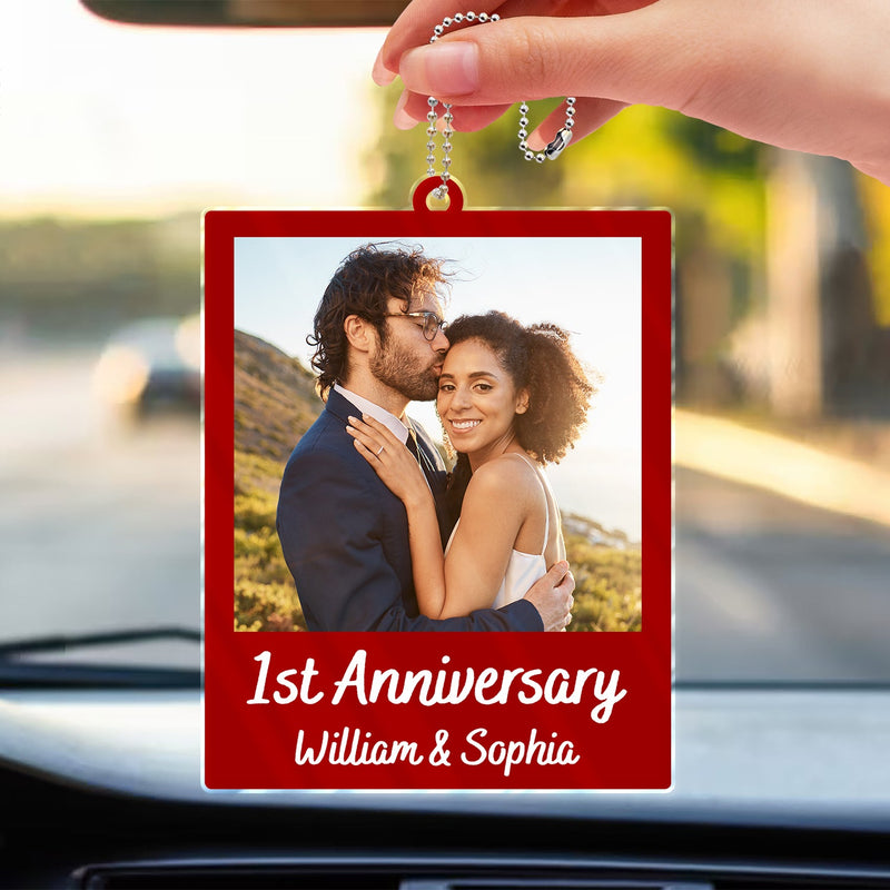 Custom Photo Couple Drive Safe - Personalized Acrylic Car Hanger - Gift For Her/Him, Husband/Wife, Couple, Anniversary, Valentine, Engagement