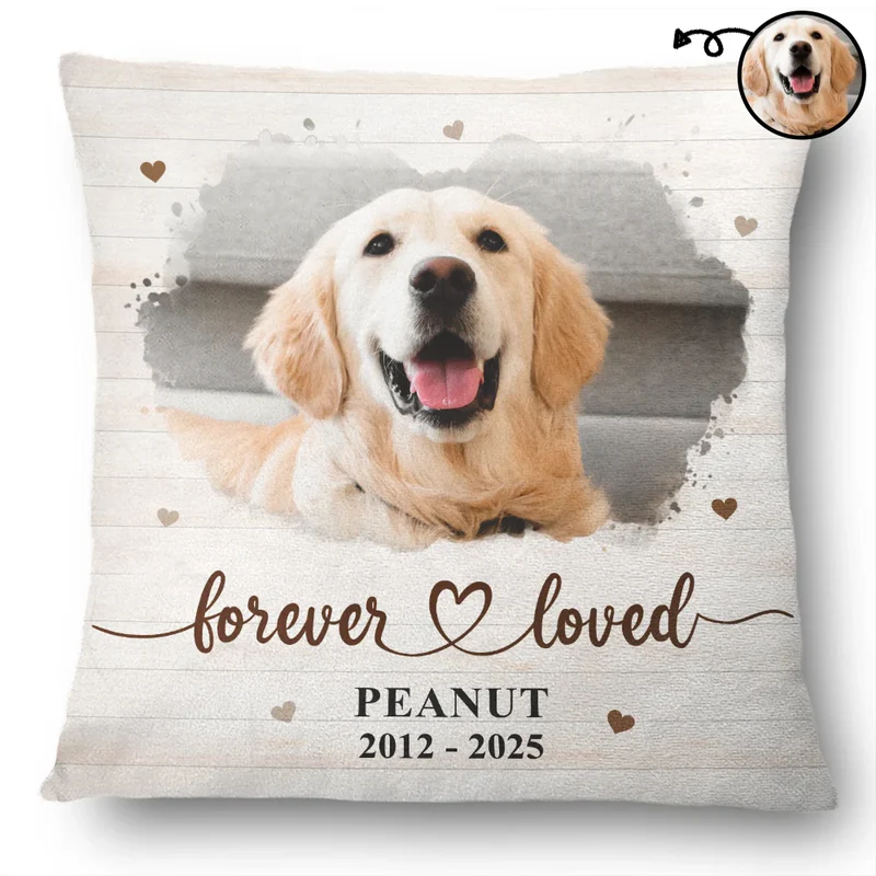 Custom Photo Forever Loved Dog/Cat Memorial - Personalized Custom Pillow - Sympathy Gift For Pet Owners, Pet Lovers