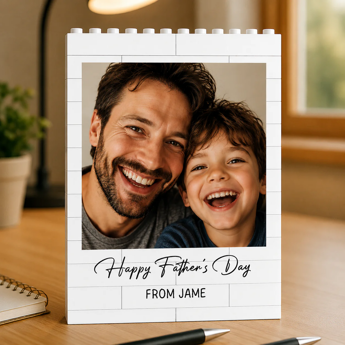 Custom Photo Happy Father's Day - Personalized Building Brick Blocks - Father's Day Gifts for Dad, Daddy