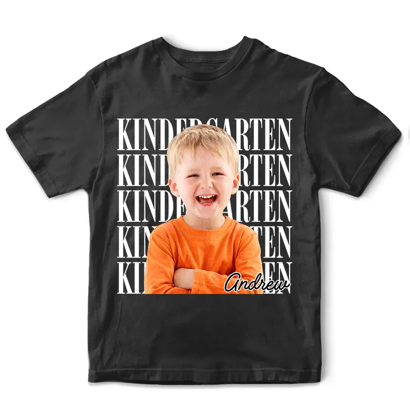 Custom Photo Kid Portrait Kindergarten - Custom Kid Shirt for Back To School | Personalized Gift for Student, Son, Daughter | Kindergarten, Pre-K, Preschool