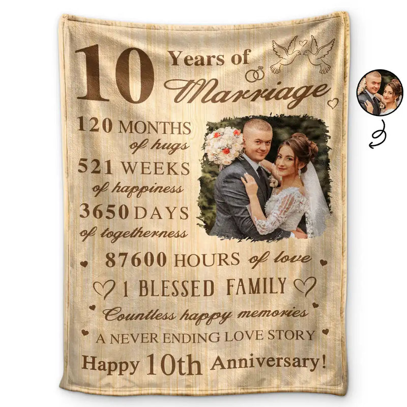 Custom Photo Wedding Anniversary Couple - Personalized Custom Blanket - Gifr For Him/Her, Husband/Wife, Anniversary