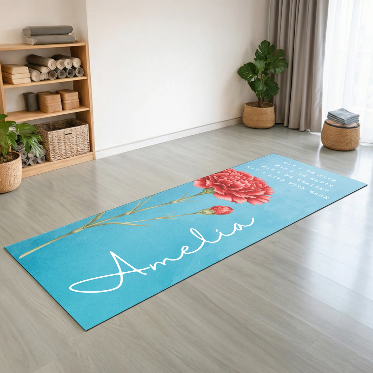 Custom Name Birth Flower - Personalized Yoga Mat - Gift For Yourself, Women, Yoga Lovers