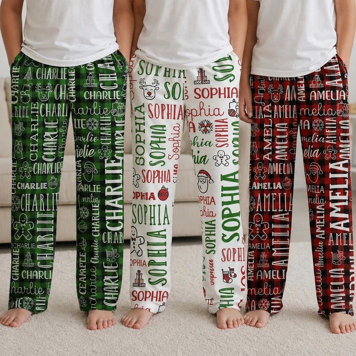 Custom Name Christmas Gifts For Family Members, Kids - Personalized Pajama Pants - Christmas Gift For Family, Mom, Dad, Brothers, Sisters