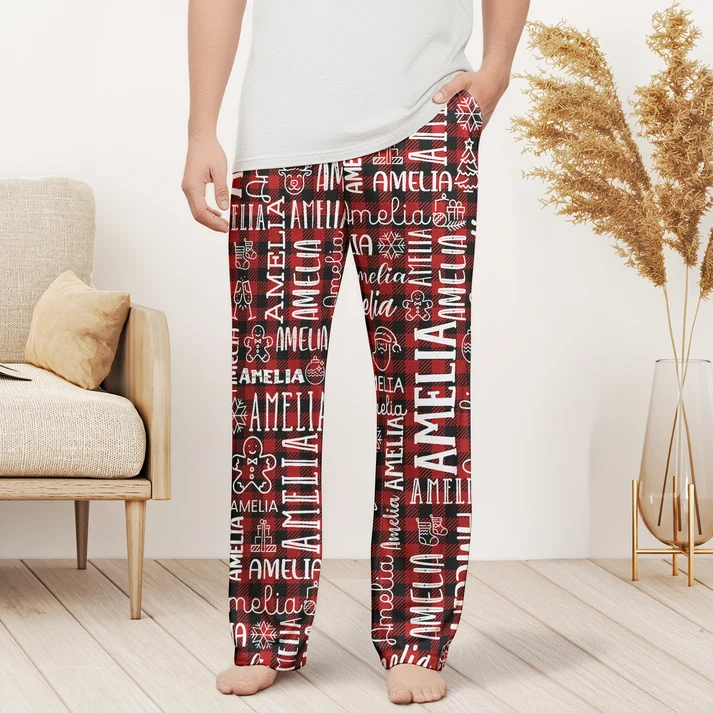 Custom Name Christmas Gifts For Family Members, Kids - Personalized Pajama Pants - Christmas Gift For Family, Mom, Dad, Brothers, Sisters