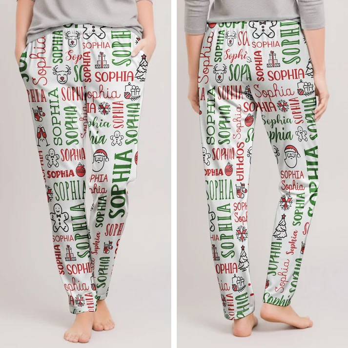 Custom Name Christmas Gifts For Family Members, Kids - Personalized Pajama Pants - Christmas Gift For Family, Mom, Dad, Brothers, Sisters
