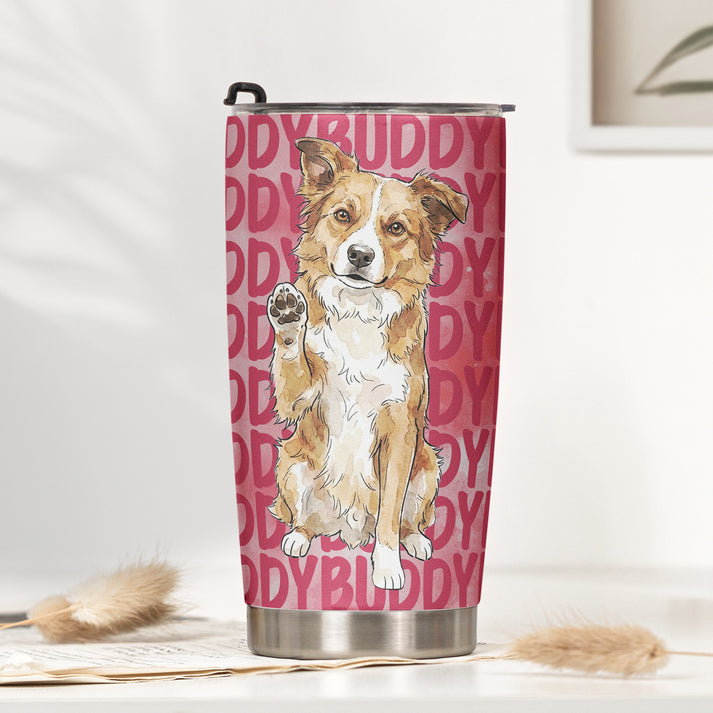 Custom Photo Pet Portrait & Name Watercolor Style - Personalized Custom 20oz Fat Tumbler Cup - Gift for Dog Lovers, Cat Lovers, Pet Lovers
