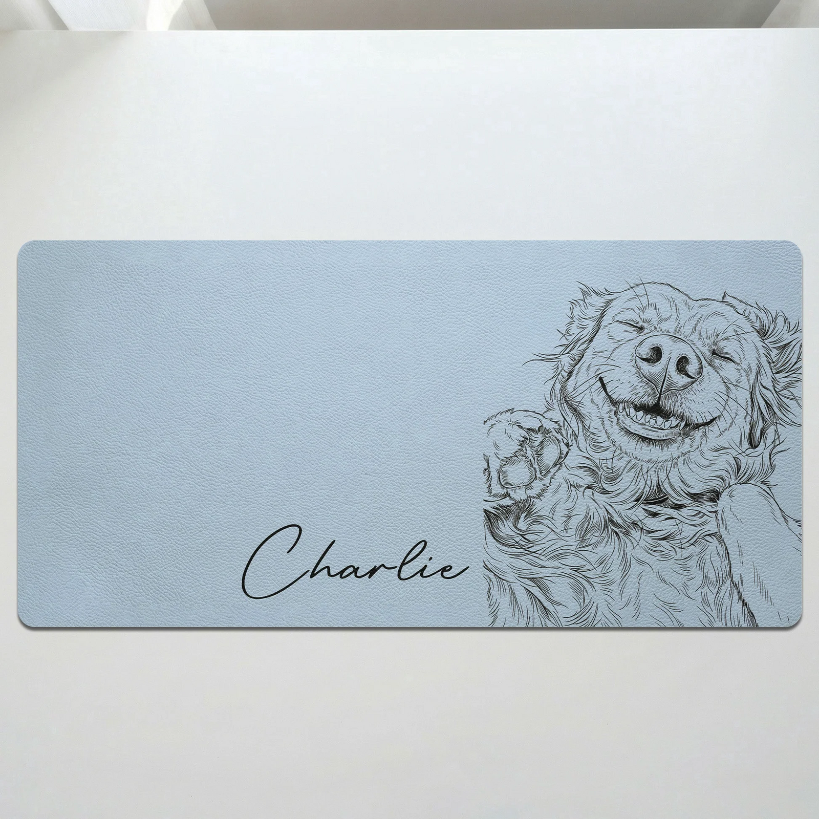 Custom Photo Sketch Line Art Dog/Cat Portrait - Personalized Desk Mat - Gift For Dog Lovers, Cat Lovers, Pet Lovers