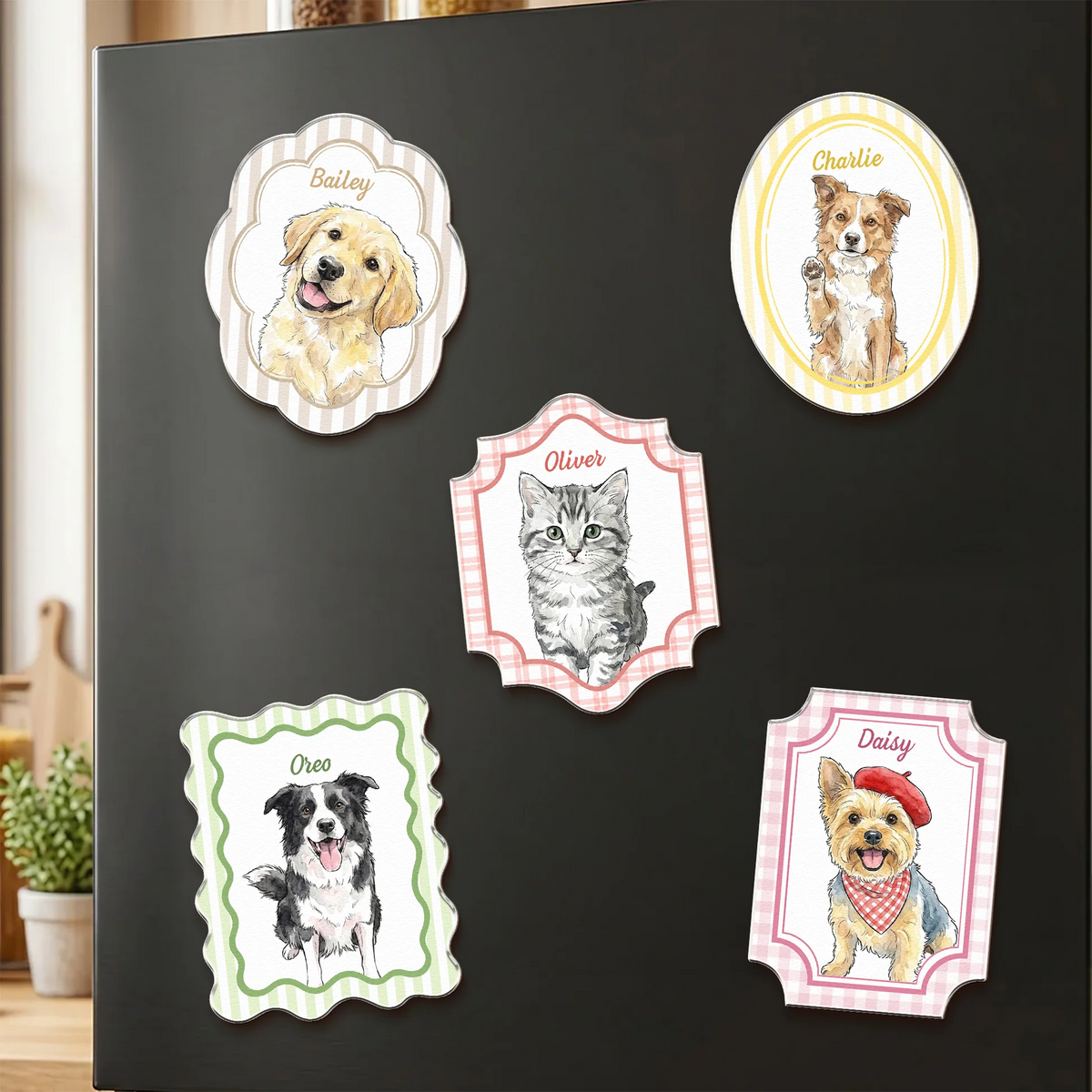Custom Pet Portrait Watercolor - Personalized Acrylic Fridge Magnet - Gifts For Pet Owners, Dog Lovers, Cat Lovers