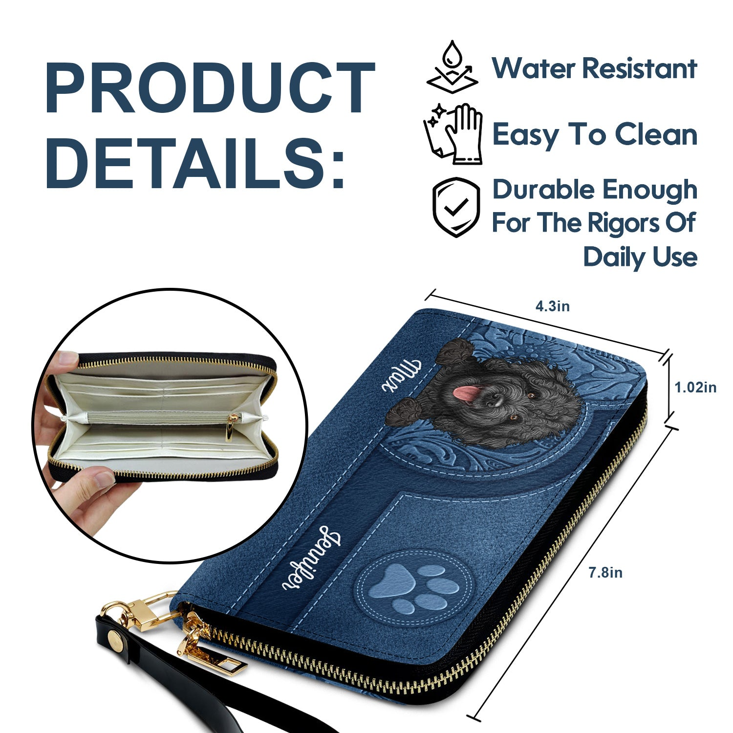 Cute Dogs And Cats Aesthetic Pattern - Personalized Leather Long Wallet - Gift For Pet Lovers, Dog Mom, Cat Mom