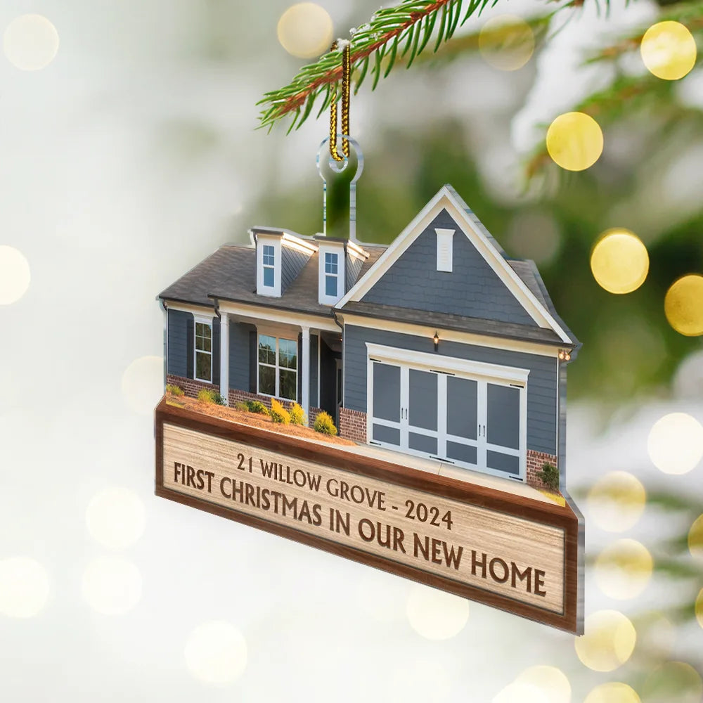 Custom Photo First Christmas In Our New House custom shaped acrylic ornament, alternate view 3