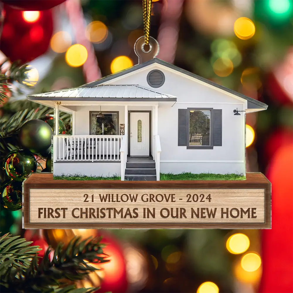 Custom Photo First Christmas In Our New House custom shaped acrylic ornament, alternate view 4