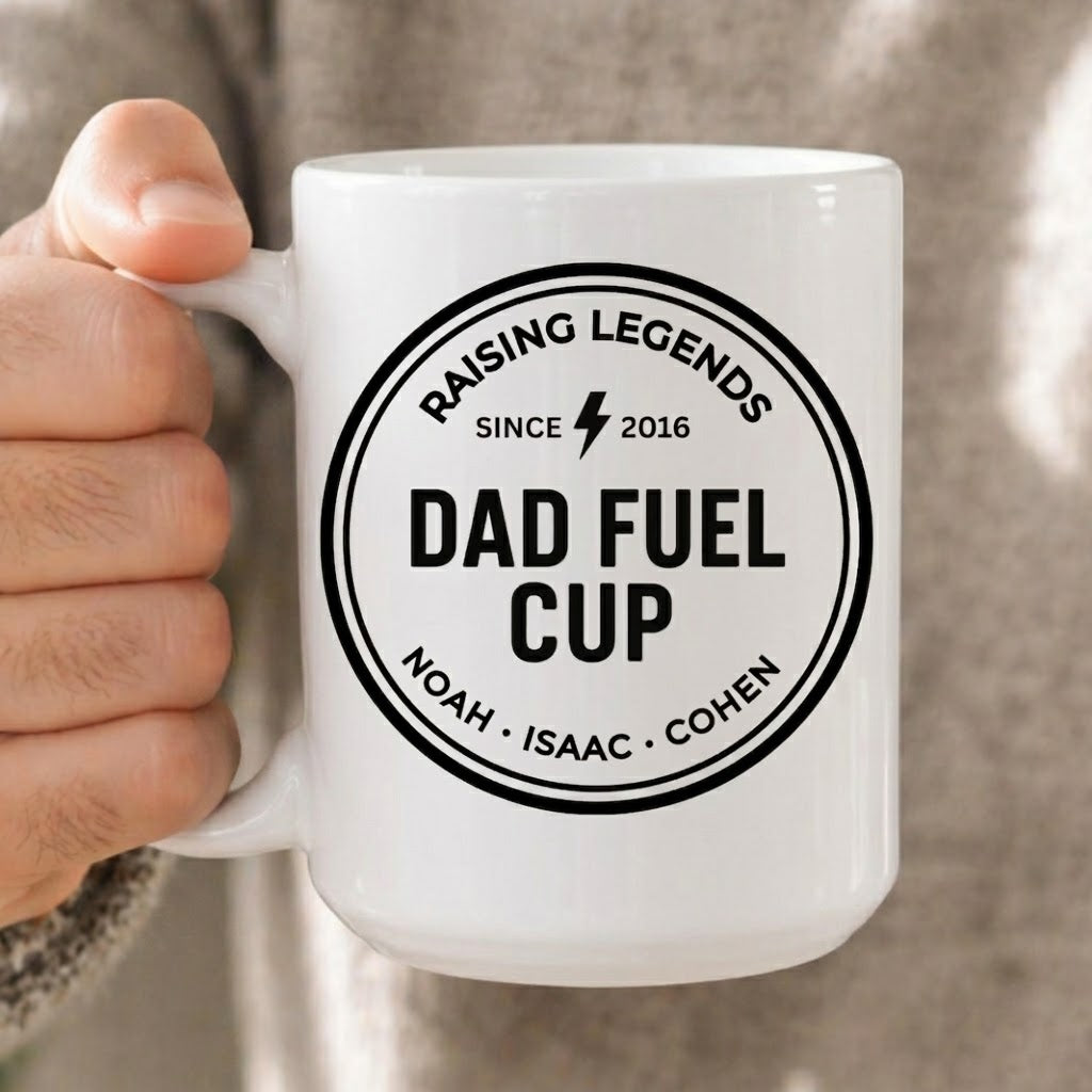 Dad Fuel Mug with Kids' Names - Personalized Custom Mug - Father's Day Gift For Dad, Daddy, Papa