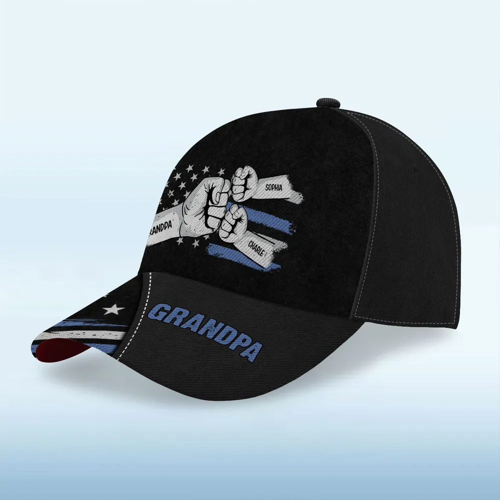 Personalized Dad Grandpa Fist Bump Nation Flag cap, alternate view 4