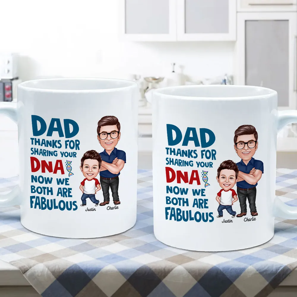 Dad Thanks For Sharing Your DNA - Personalized Custom Mug - Gift For Gift For Dad, Father's Day