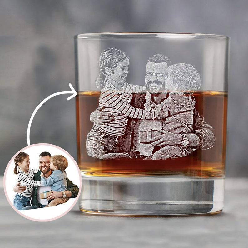 Custom Photo whiskey glass, main view