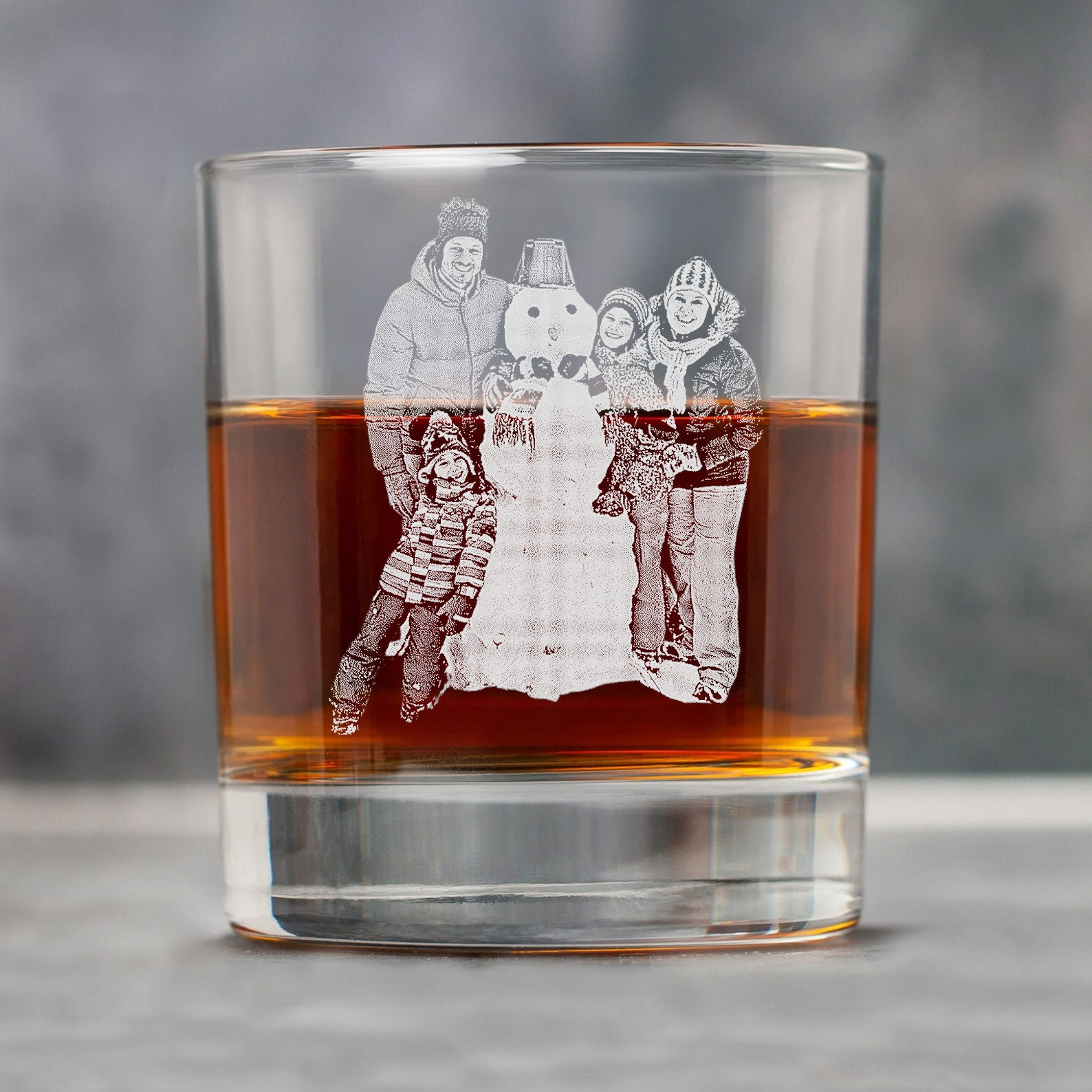 Custom Photo - Personalized Custom Whiskey Glass - Father's Day Gift for Dad, Daddy, Grandpa
