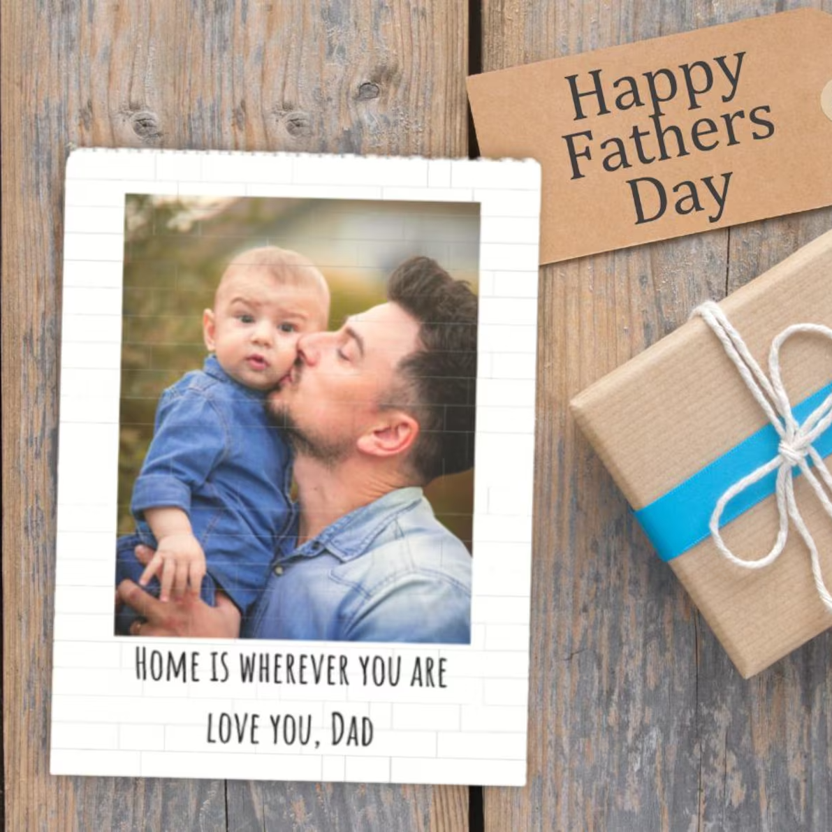 Custom Photo Dad & Kid - Personalized Building Brick Blocks - Father's Day Gifts for Dad, Daddy, Papa