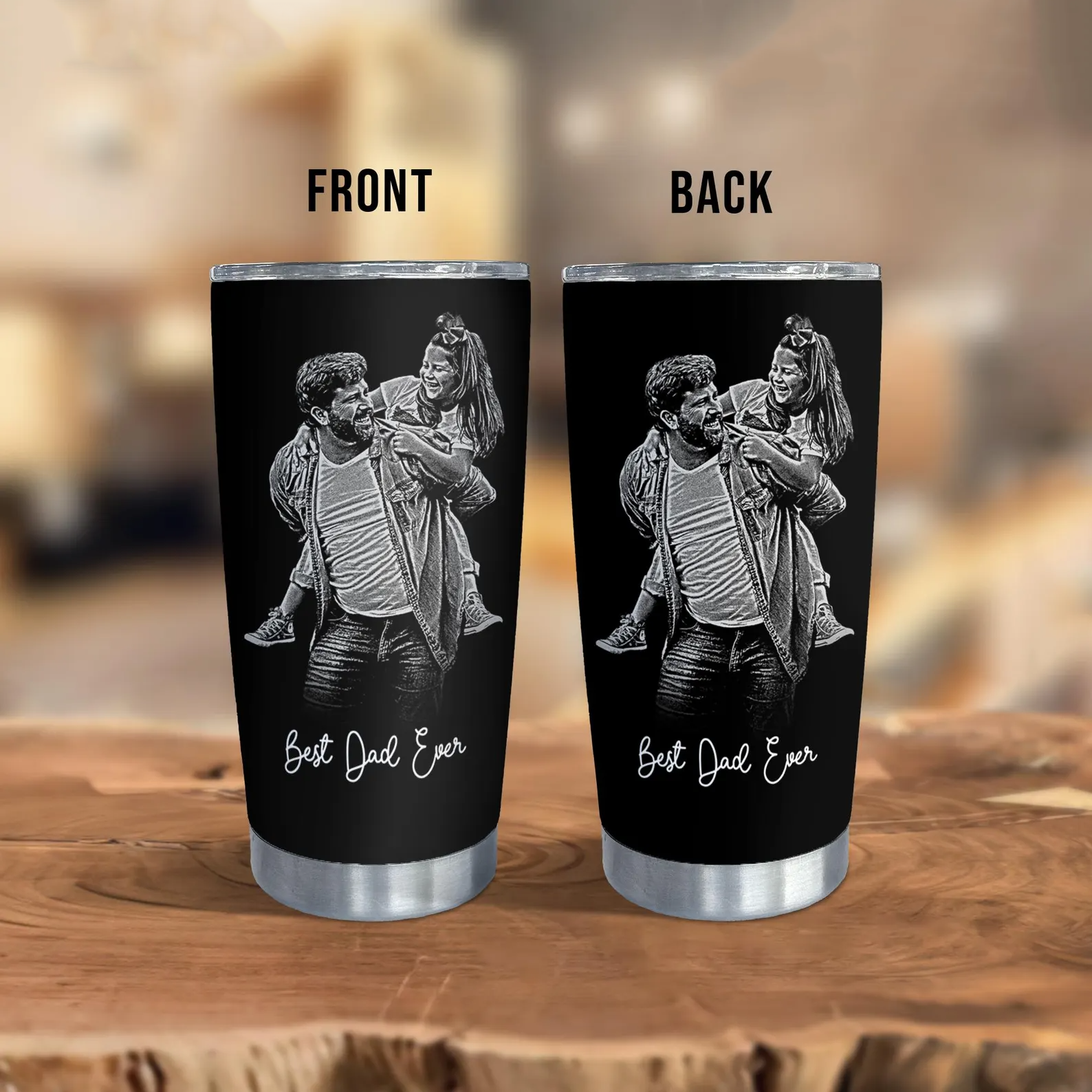 Custom Photo Best Dad Ever - Personalized Custom 20oz Fat Tumbler Cup - Father's Day Gift For Dad, Daddy, Papa, Grandpa