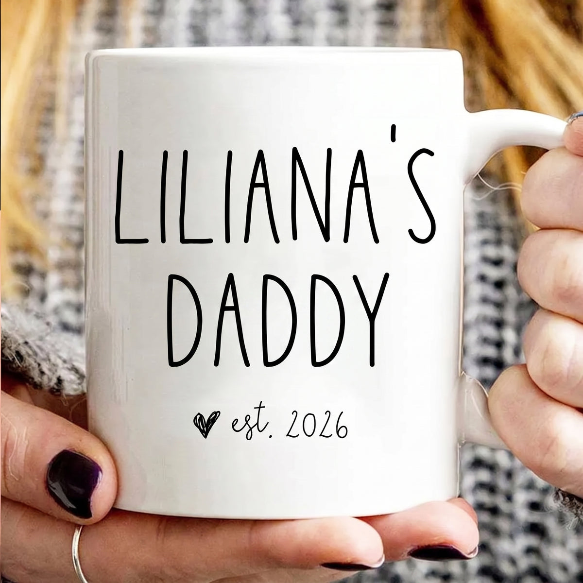 Dad, Daddy, Papa EST - Personalized Custom Mug - First Father's Day Gifts, First Time Dad Gifts, New Parent Gifts