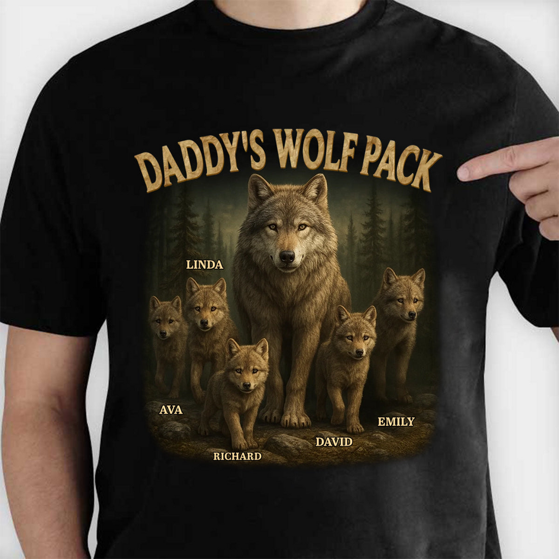 Personalized Papa’s Wolf Pack t-shirt, alternate view 7