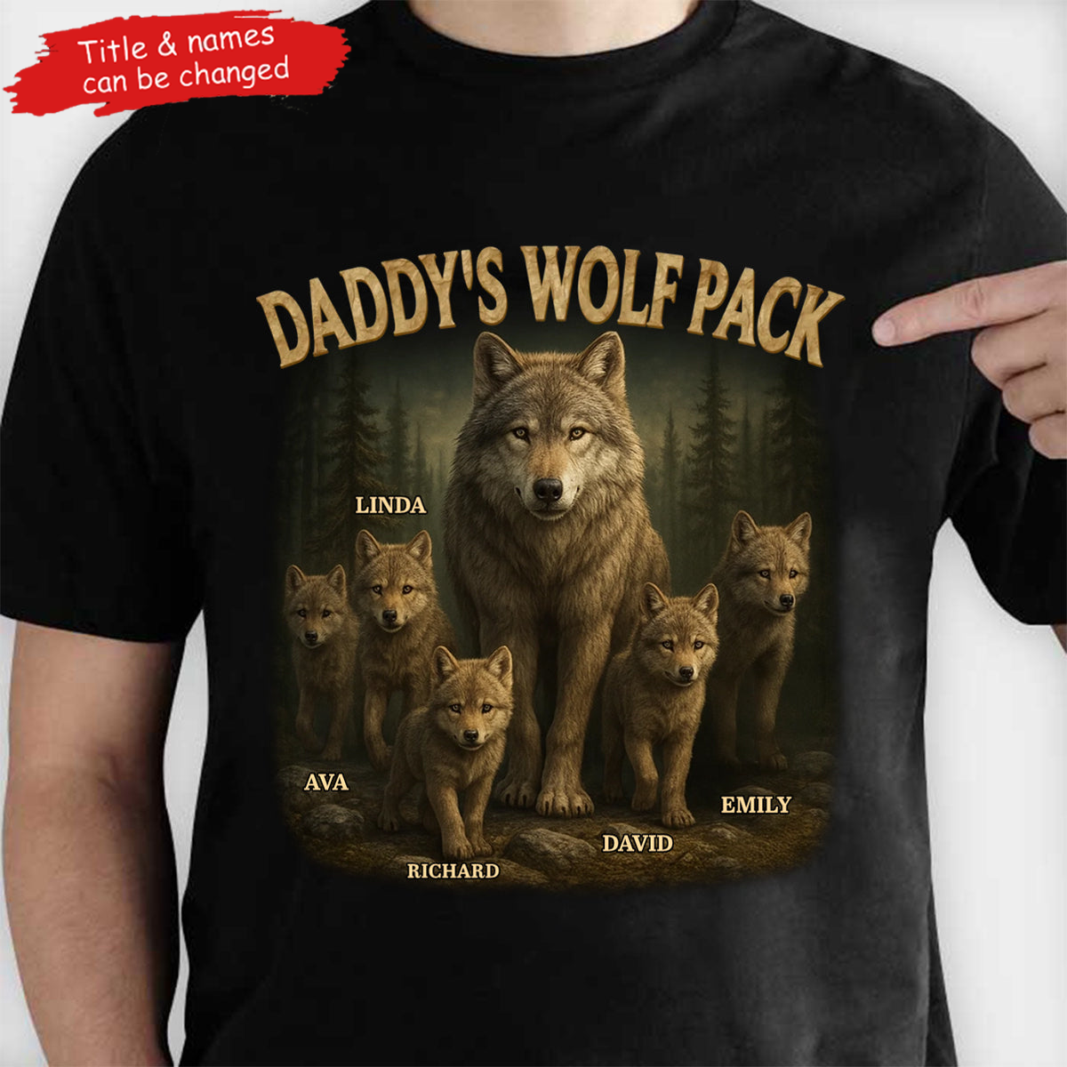 Papa’s Wolf Pack - Personalized Custom T Shirt - Father's Day Gift for Dad, Papa, Grandpa, Daddy, Dada