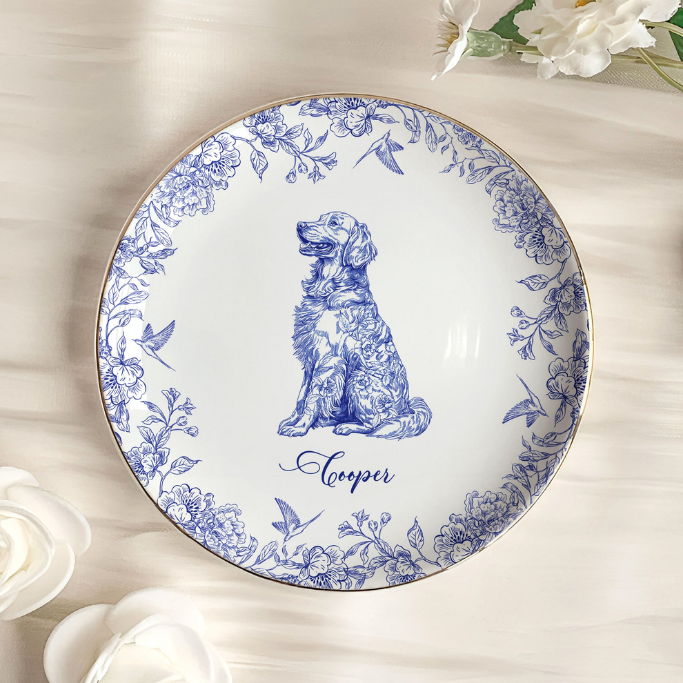Dog Custom Breeds Chinoiserie jewelry dish, main view