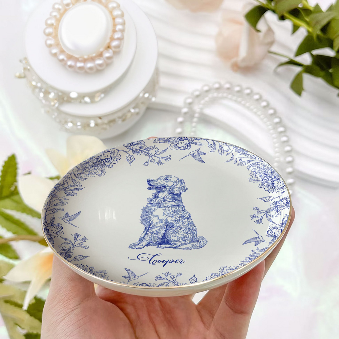 Dog Custom Breeds Chinoiserie jewelry dish, alternate view 2