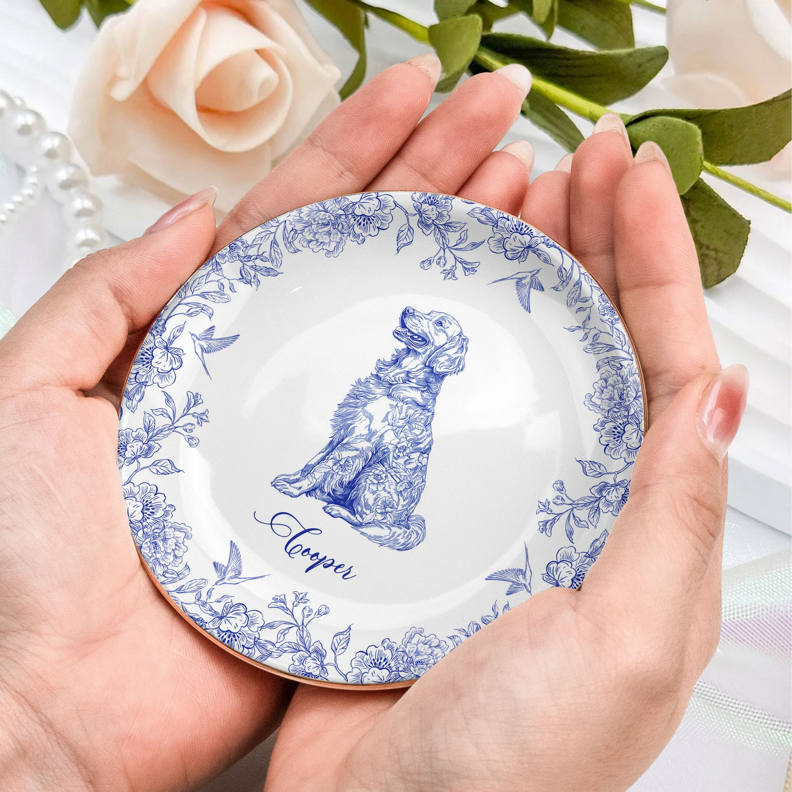 Dog Custom Breeds Chinoiserie - Personalized Jewelry Dish - Gift for Dog Lovers, Dog Mom, Dog Dad