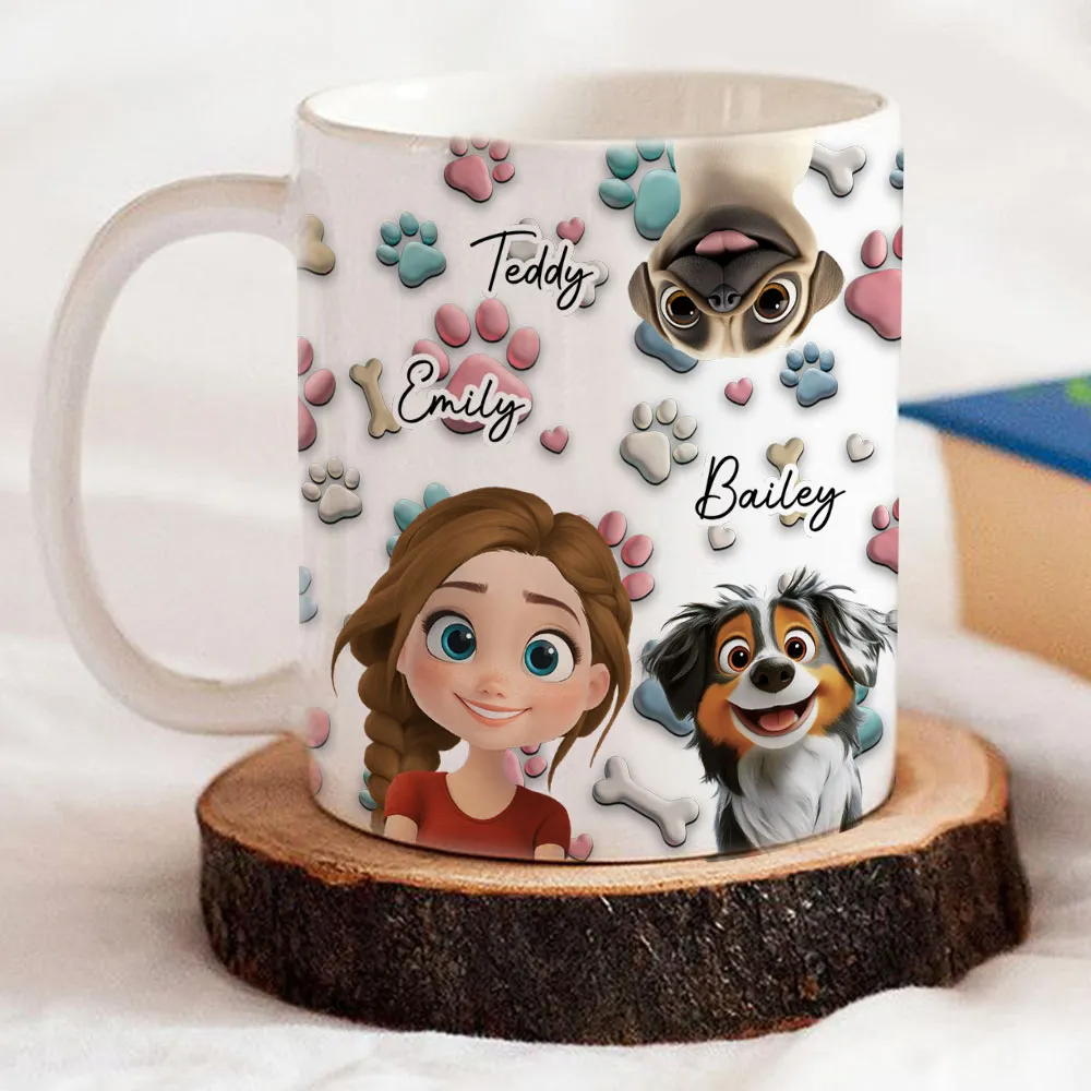Dog And Woman Cartoon - Personalized Mug - Gift For Her, Dog Lovers, Pet Lovers, Dog Mom