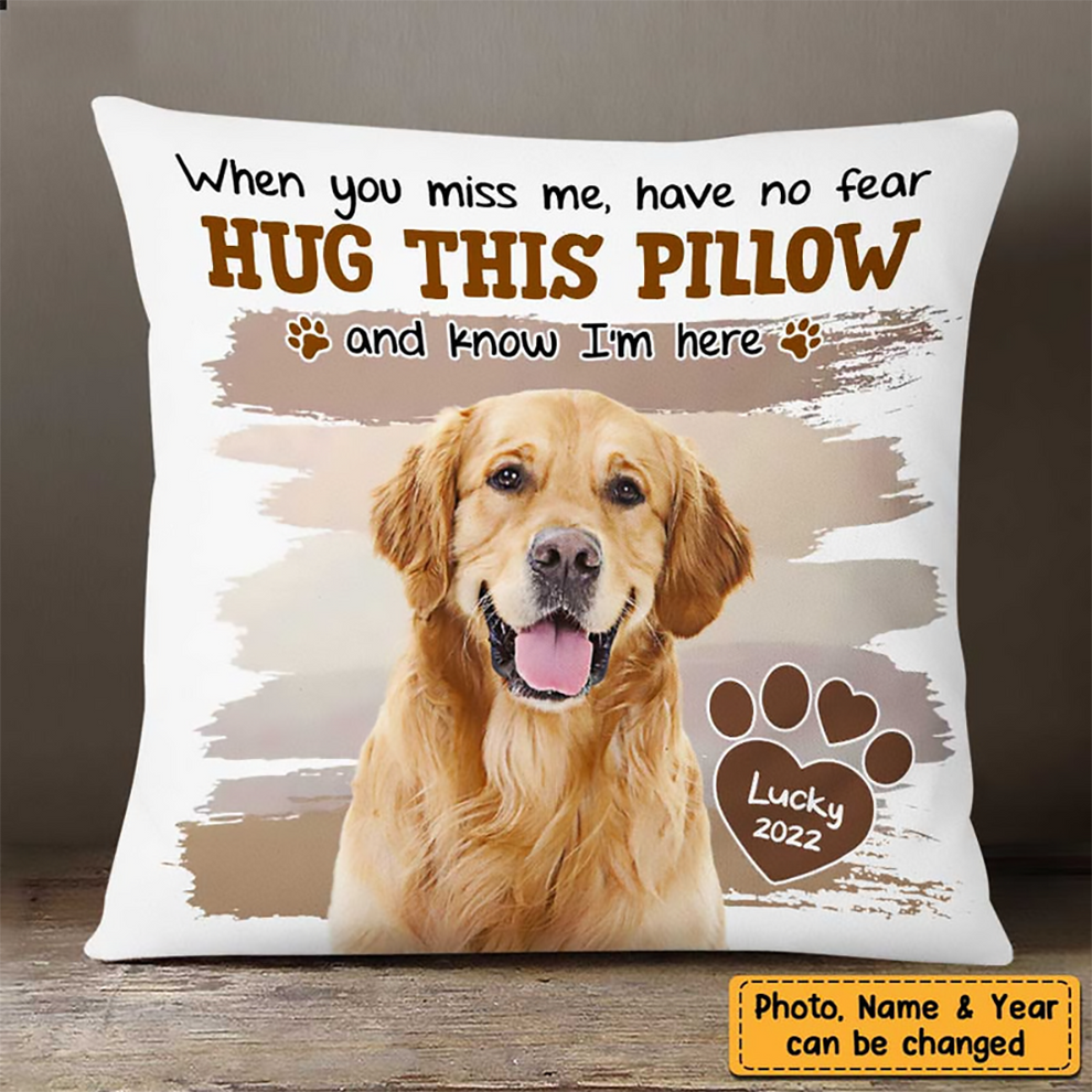 Custom Photo When You Miss Me Hug This Pillow personalized pillow, main view