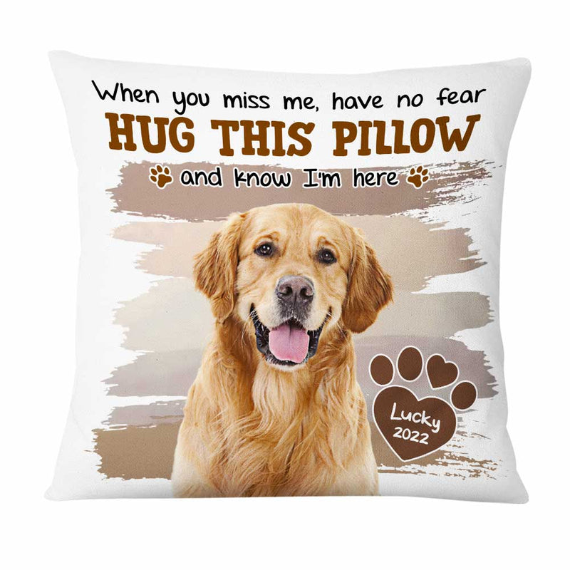 Custom Photo When You Miss Me Hug This Pillow personalized pillow, alternate view 3