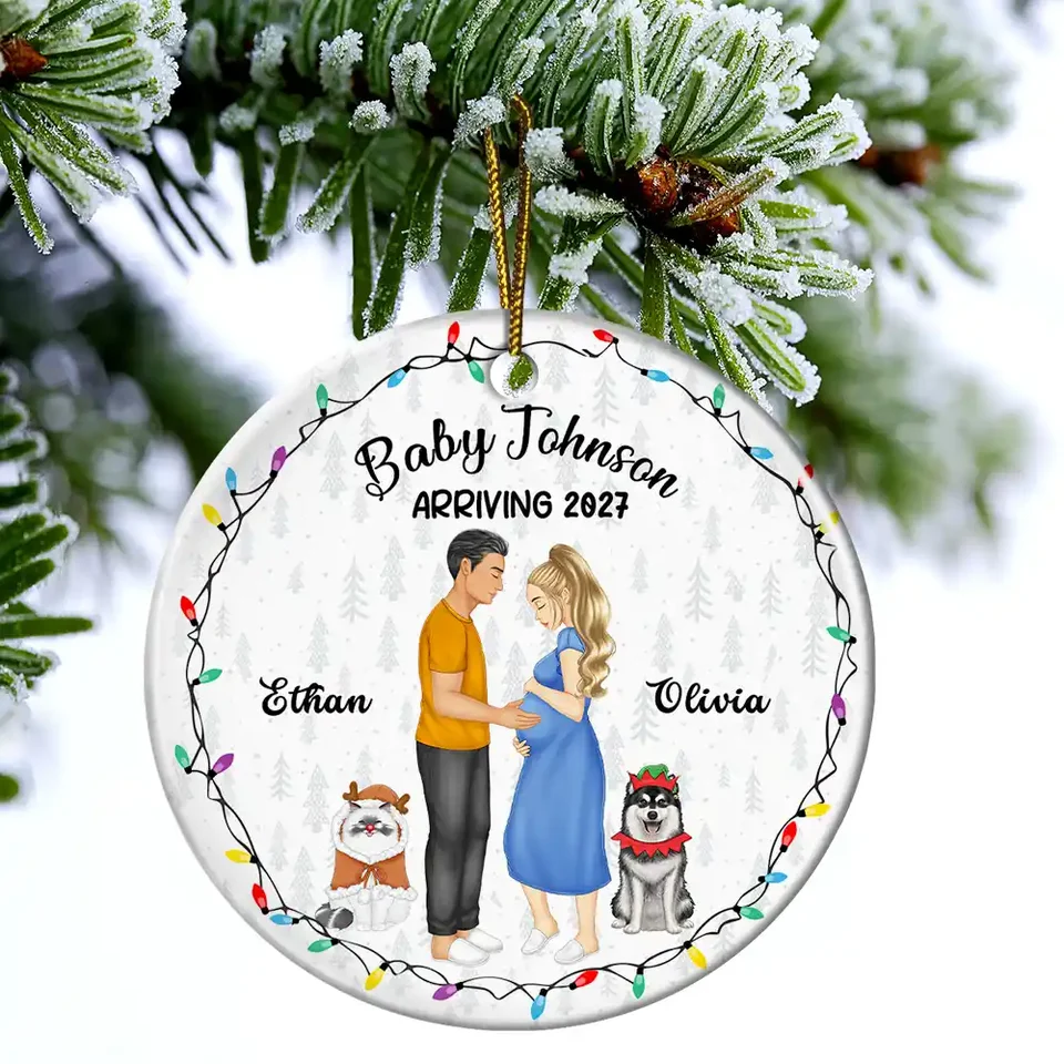 Dog Parents To Human Parents Baby Expecting - Personalized Ceramic Ornament - Christmas Gift for Pregnant Woman