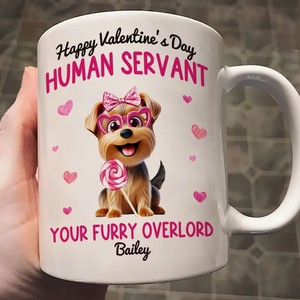 Personalized Happy Valentine's Day Human Servant mug, alternate view 2