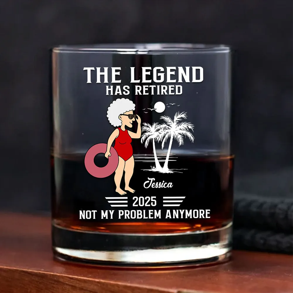 Every Sip Tastes Not My Problem Retirement - Personalized Whiskey Glass - Retirement Gift For Colleagues, Mom, Dad, Grandparent