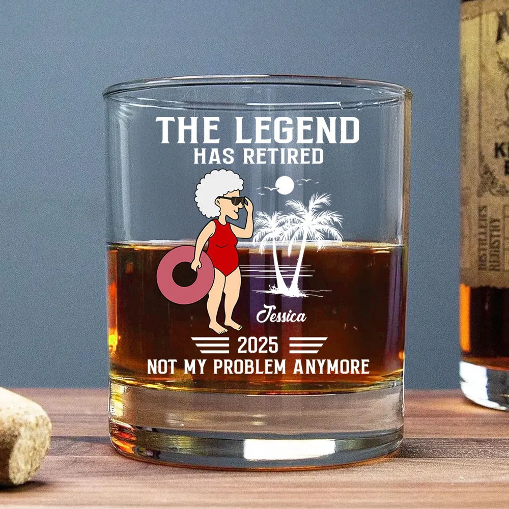 Every Sip Tastes Not My Problem Retirement - Personalized Whiskey Glass - Retirement Gift For Colleagues, Mom, Dad, Grandparent
