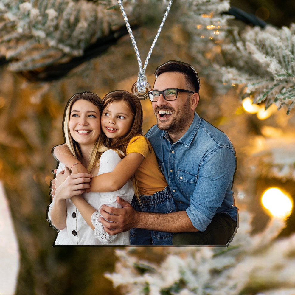 Personalized Acrylic Christmas Family Photo Ornament, Christmas custom shaped acrylic ornament, main view