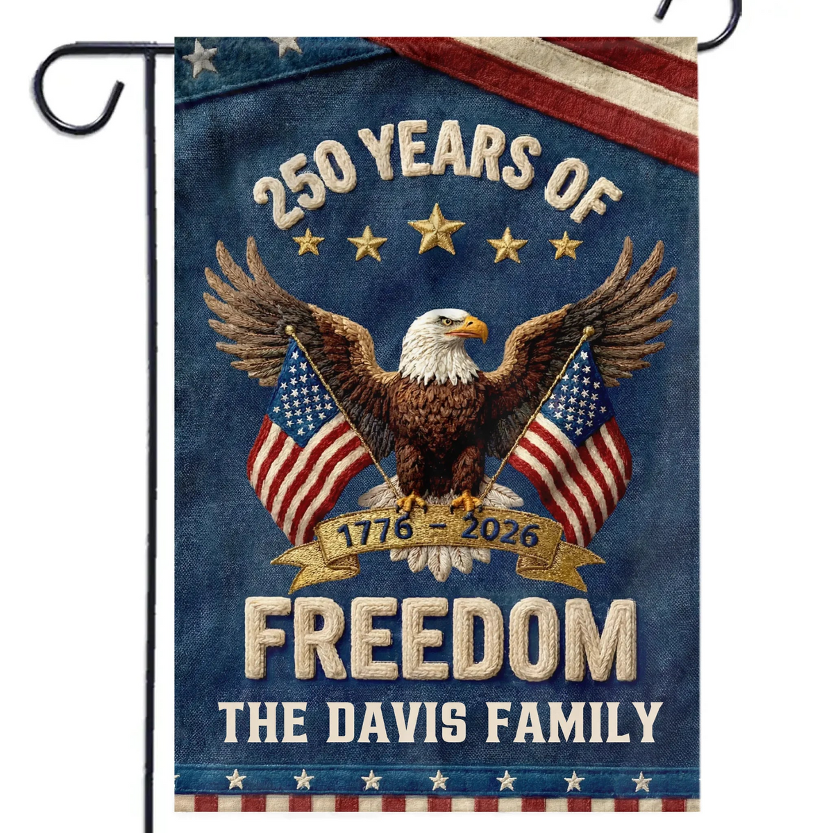 Family Is Our Home - Personalized Garden Flag - America 250th Anniversary Gifts For Family, Mom, Dad, Brother, Sister