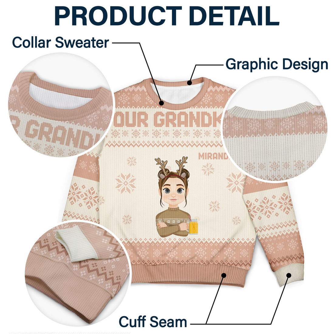 Flat Art - Christmas, Funny Gift For Family - Personalized Custom Ugly Sweater - Gift For Dad, Mom, Grandpa, Grandma