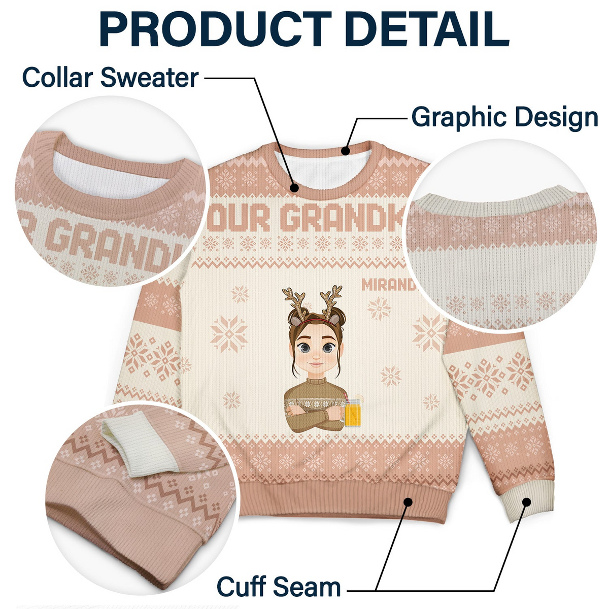 Flat Art - Christmas, Funny Gift For Family - Personalized Custom Ugly Sweater - Gift For Dad, Mom, Grandpa, Grandma