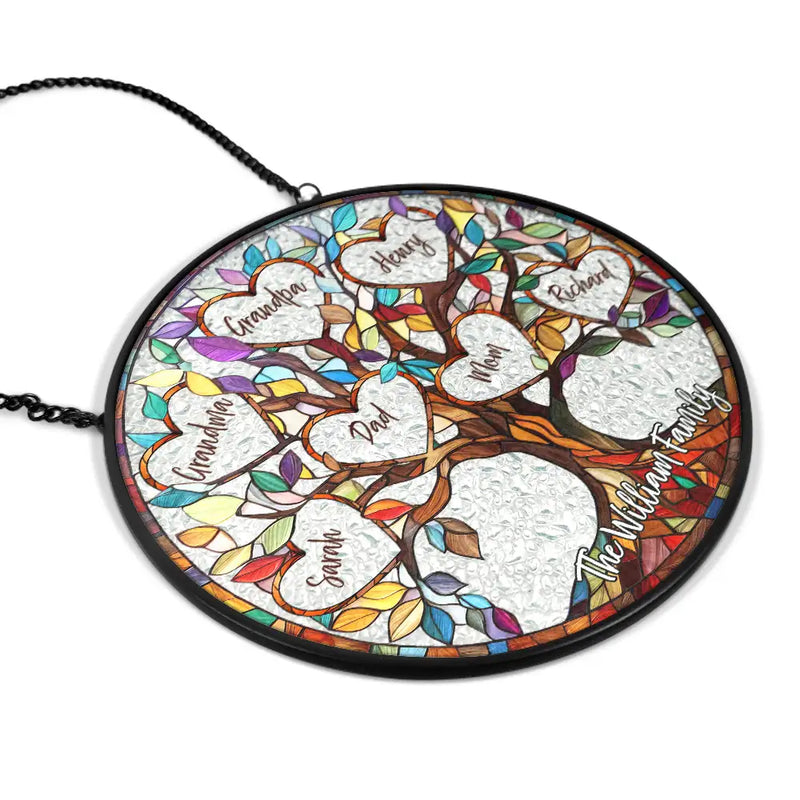 Family Unbreakable Bond Tree Of Life personalized glass suncatcher, alternate view 3
