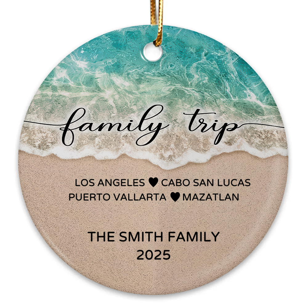 Family Beach Vacation - Personalized Ceramic Ornament - Christmas Gift for Family Members
