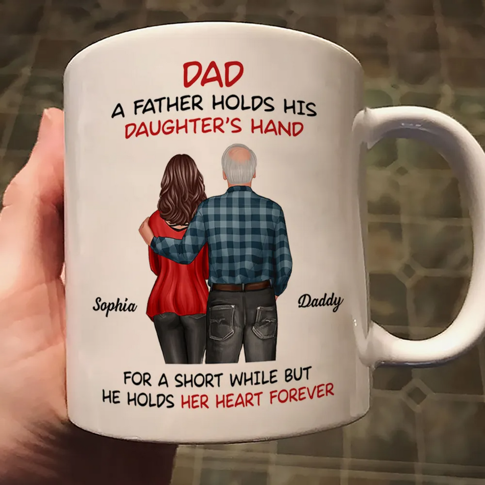 Personalized Father Daughter Son Standing Back View mug, main view