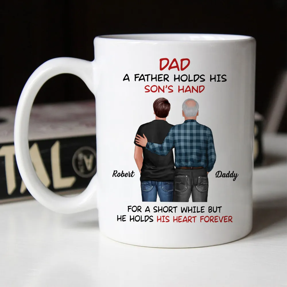 Personalized Father Daughter Son Standing Back View mug, alternate view 2