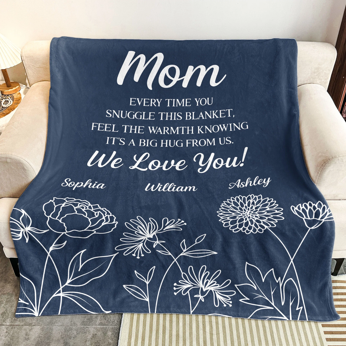 Feel The Warmth Knowing It's A Big Hug From Us - Personalized Custom Blanket - Mother's Day Gift Ideas For Mom, Grandma, Nana