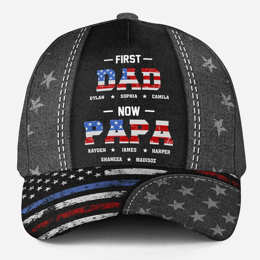 Personalized First Dad Now Papa cap, main view