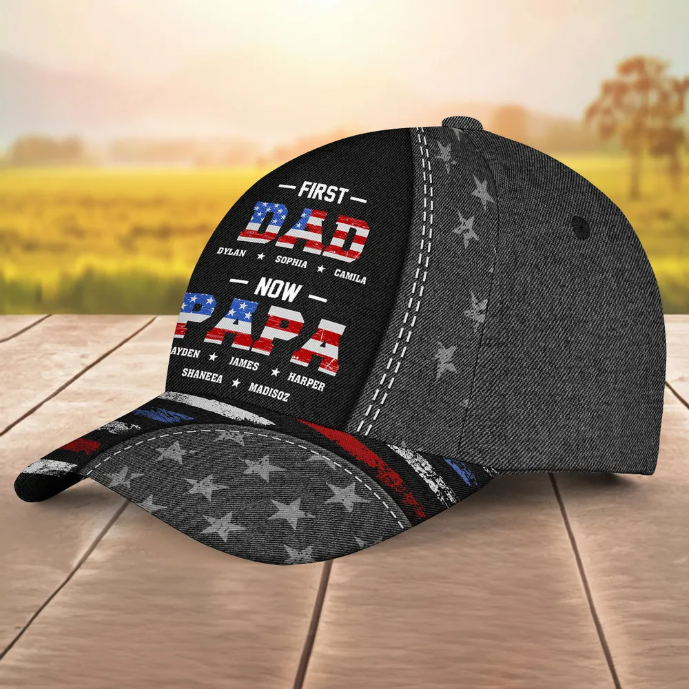 First Dad Now Papa - Personalized Classic Cap - Father's Day Gift For Dad, Grandpa, Husband